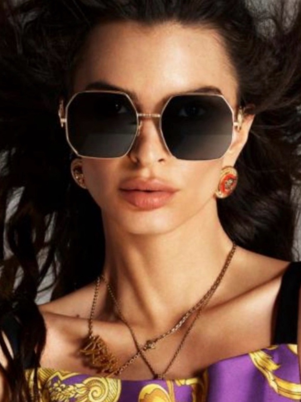 Versace Gold Frame Black Gradient Lens Women's Sunglasses